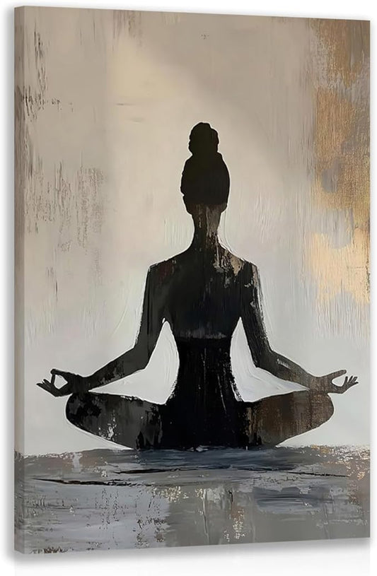 GELDSTEI Framed Zen Wall Art, Modern Yoga Girl Canvas Painting, Tranquil Meditation Wall Decor, Spiritual Aesthetic Picture, Calming Mindfulness Poster Prints for Living Room Spa Yoga Studio 16"x24"