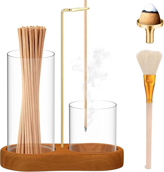Incense Holder, 3-in-1 Incense Holder for Incense Sticks and Cones, with Extra-Large Ash Collector, Ash-Proof Incense Burner with Brush, Suitable for Meditation, Yoga, Spa and Home Decoration
