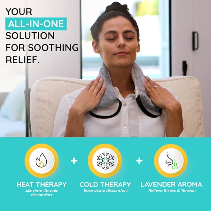 Versatile Microwavable Heating Pads For Neck Pain Relief, Back Pain, And Shoulder Pain Relief - Microwave Heating Pad For Cramps And Muscle Relief, Hot and Cold Reusable Pad - 2 Packs - Lavender Scent