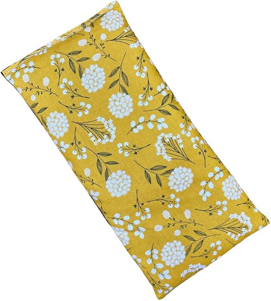 Large Microwave Heating Pad with Flax Seed, Scented or Unscented, Good For Back Pain or Cramps, Moist Heat Therapy or Ice Pack, Microwavable Bean Bag, 6" x 12" (Mustard Floral, Peppermint & Chamomile)