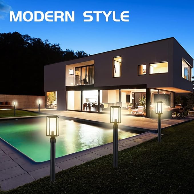 Large 15 inch Outdoor Post Light,Waterproof Cast Aluminium Lamp Post Light Fixture,Post Lantern with Pier Mount Base,Matte Black,Suitable for Garden,Yard,Driveway,etc