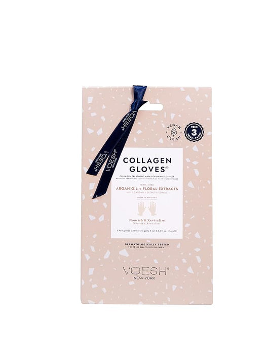 VOESH Collagen Gloves Trio, Vegan Hand Masks, 1 Pack of 3 pairs, Moisturizing Hand Mask, Lotion Gloves, Hydrating Gloves, Hand Care, Spa Manicure Gloves, Dry Hand Treatment