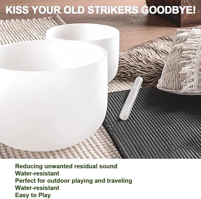 Singing Bowl Mallet Clear Acrylic Silicone Rubber Striker Mallet for Playing Quartz Crystal Singing Bowl with Bundle Pocket(White)