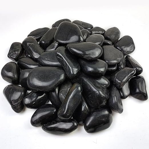 40lbs Large River Rocks for Landscaping, 3-4" Black Pebbles for Garden Design, Hand-Picked Smooth Stones for Fish Tank, Flower Pots, Indoor Water Fountains, Pathways, Backyard