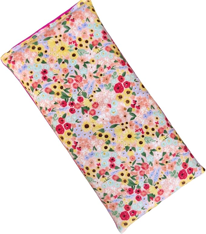 Large Microwave Heating Pad with Flax Seed, Scented or Unscented, Good for Back Pain or Cramps, Moist Heat Therapy or Ice Pack, Microwavable Bean Bag, 6" x 12" (Pink Floral, Lavender)