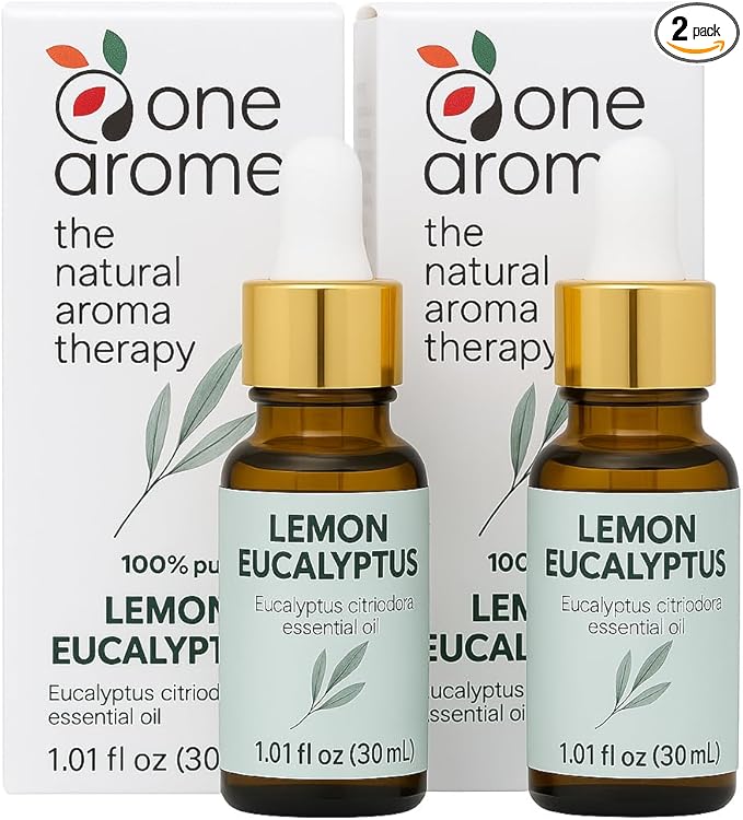 Lemon Eucalyptus Essential Oil (Corymbia Citriodora) | Pure Citrus-Herbal Aroma for Diffusers & Fresh Ambiance | Undiluted, 100% Pure (Pack of 2/1.0 Fl Oz Each)