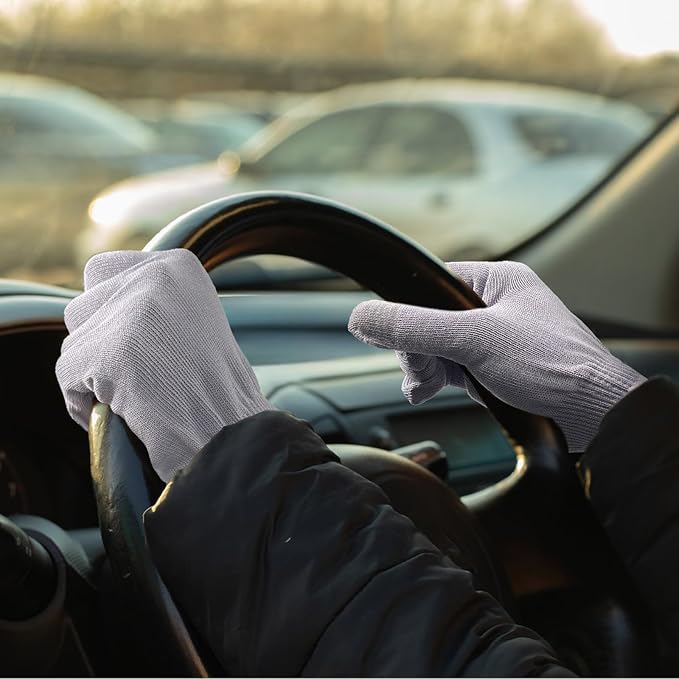 MIG4U Moisturizing Beauty Gloves Touchscreen Overnight Sleeping Glove for Women Dry Hands, Nighttime Lotion, Eczema, SPA, Cosmetic Treatment, Grey Purple 1 Pairs Size L/XL