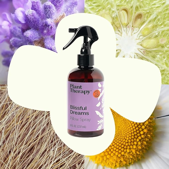 Plant Therapy Blissful Dreams Lavender Pillow and Linen Mist and Room Spray, for Relaxation & Sleep, Powered by Essential Oils Like Lavender & Roman Chamomile, Aromatherapy Sleep Spray, 8 oz