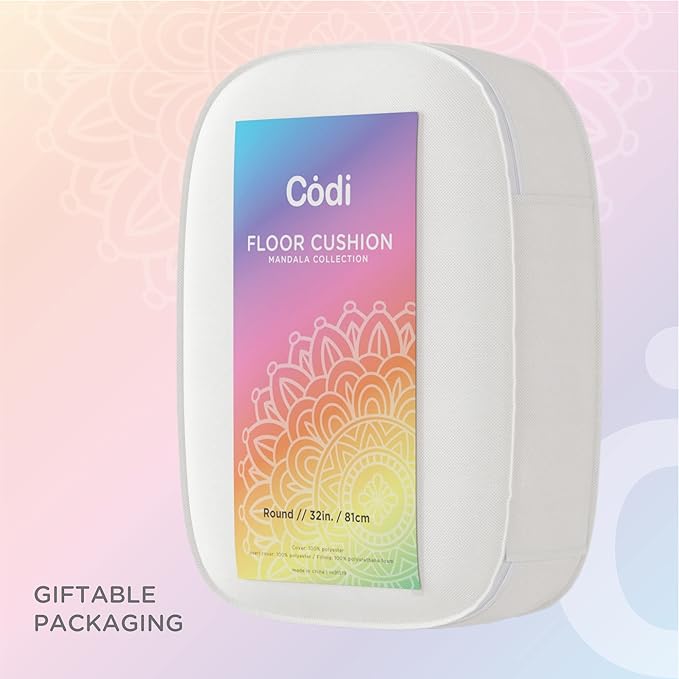 Codi Round Floor Pillow Insert, Large Thick Meditation Cushion, 32 Inch Circular Seating Cushions, Memory Foam Added, Advanced