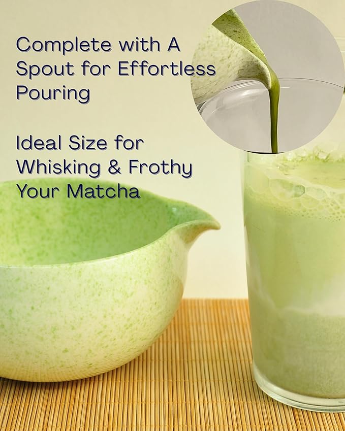 Matcha Set, Ceramic Matcha Kit Set with Matcha Bowl, Matcha Whisk Chasen and Whisk Holder, Sifter, Bamboo Scoop, Scoop Rest and Tea Towel-7 Pcs Matcha Kit for Matcha Lovers, Green