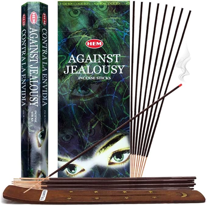 Against Jealousy Incense Sticks and Incense Stick Holder Bundle Insence Insense Hem Incense Sticks