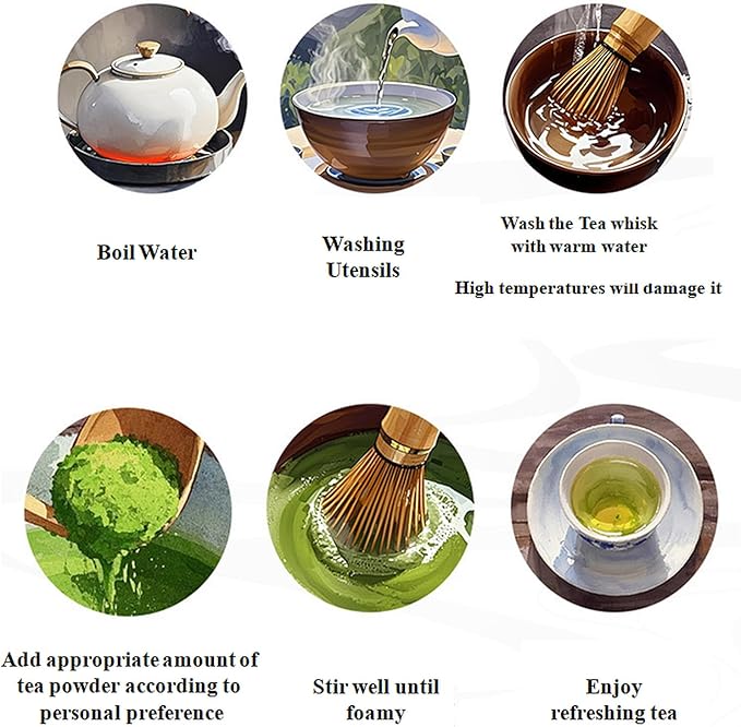 Ceramic Matcha Whisk Set, Complete Matcha Set-8PCS for Ceremonial Grade Matcha, Tea Gifts for Tea Lovers for Christmas, Birthday, Halloween (Petal)