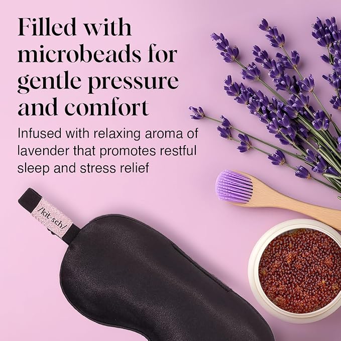 Kitsch Weighted Satin Sleep Mask - Weighted Eye Mask for Sleeping and Travel - Lavender Sleeping Mask for Women and Men - Light Blocking, Adjustable Strap, Ultra-Soft (4.1oz/116g)