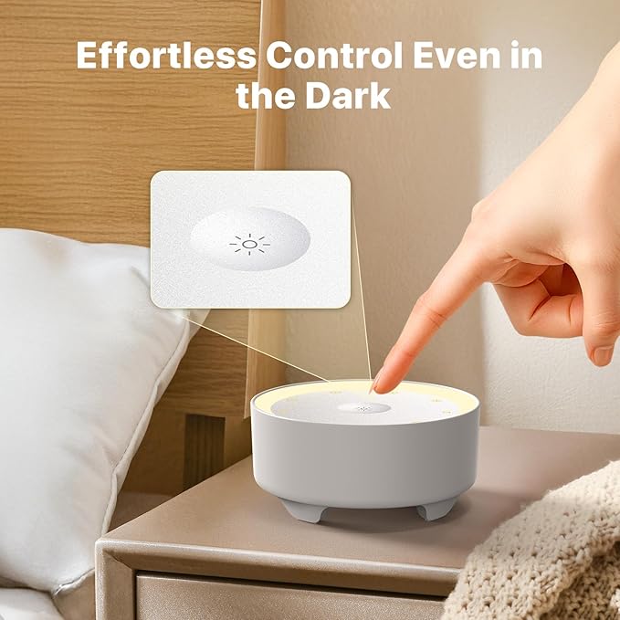 Kipcush Sound Machine & Night Light for Adults/Baby/Kid. White Noise Machine with Max 8H Timer & 20 Soothing Sleep Sounds. Small Size & Portable Design for Bedroom, Office, Travel. Favorites Buttons