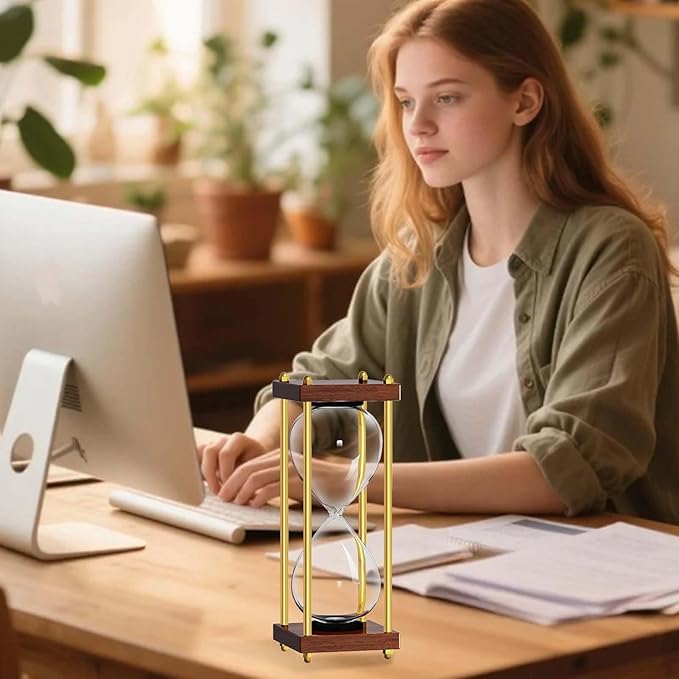 Empty Hourglass Timer, Large Fillable Hourglass, Wooden Retor Hour Glass, Sandglass for Reloj de Arena, Creative, Wedding, Decoration, Office, Home, Black