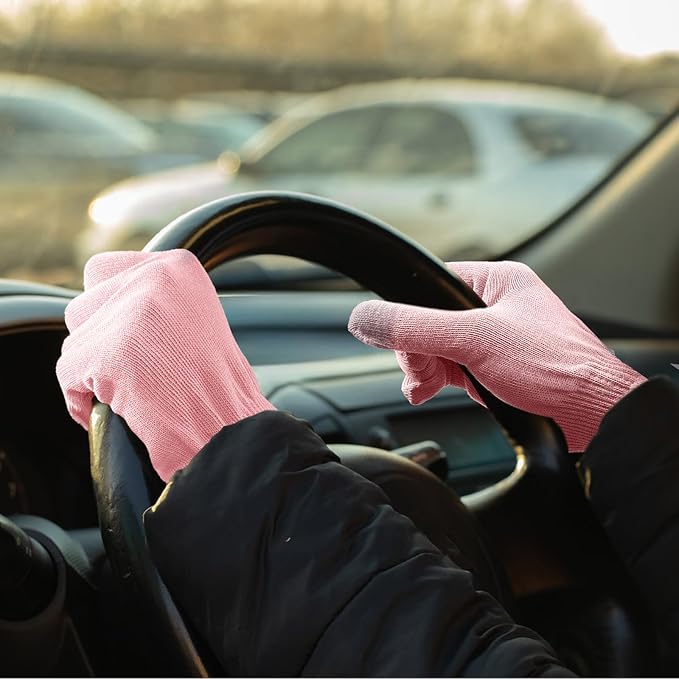 MIG4U Moisturizing Beauty Gloves Touchscreen Overnight Sleeping Glove for Women Dry Hands, Nighttime Lotion, Eczema, SPA, Cosmetic Treatment, Pink 3 Pairs Size L/XL