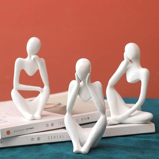 Thinker Statues and Sculptures,Sandstone Resin Thinker Statue Ornaments, Abstract Style Sculptures, Housewarming Gifts, Home Decorations, Living Room Desk Decor (White)