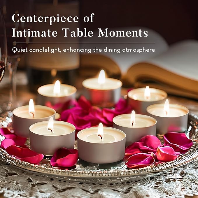 Unscented Palm Tea Lights Candles 200 Pack Bulk, 6 to 7 Hours Long Burning White Tea Lights,Non-Paraffin, Smokeless, Mini Tealight Candles for Wedding, Christmas Lights, Party, Power Outages