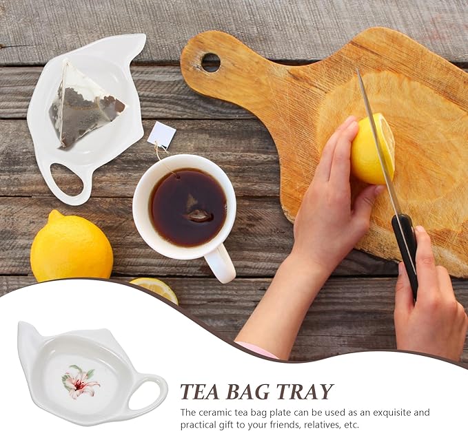 Ceramic Tea Bag Holder Tea Bag Coasters: 2Pack Teapot-Shaped Spoon Rests Tea Bag Storage Rack Classic Teabag Holder Saucer