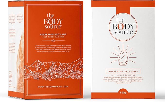 The Body Source Himalayan Salt Lamp 10-12 Inches (11-15lb) | Includes Dimmer Switch | Natural Salt Rock Lamp with Handcrafted Wooden Base & Night Light (Bulb Replacement)