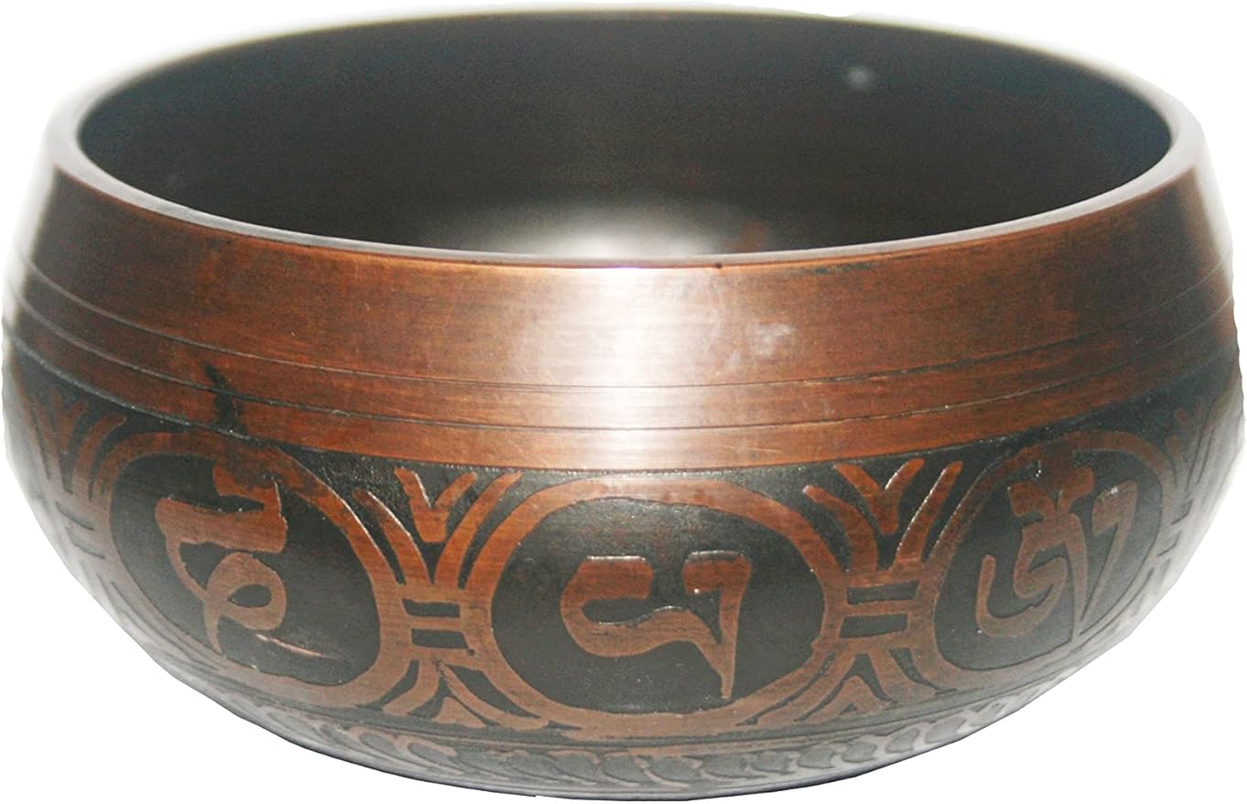 3376 SB Tibetan Auspicious Symbol Singing Bowl Set ~ Mallet Cushion Meditation Chakra Healing Prayer Yoga Mindfulness (SB-3376-E)