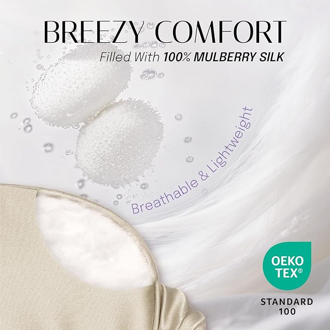 OLESILK Silk Sleep Eye Mask Blindfold with Double Layer Silk Filling for Full Night's Sleep, Luxury Eye Cover Eyeshade for Women Men with Travel Bag and Ear Plugs, Taupe