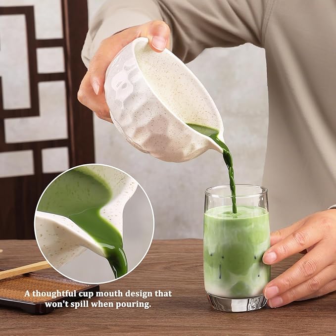 Matcha whisk Sets,Japanese Matcha Set,Matcha Bowl with Spout,Matcha Whisk and Holder,Bamboo Scoop,Sifter - 6 Pcs Tea Set for Matcha Lover,Tea Ceremony,Thanksgiving,Christmas gifts(Blue)