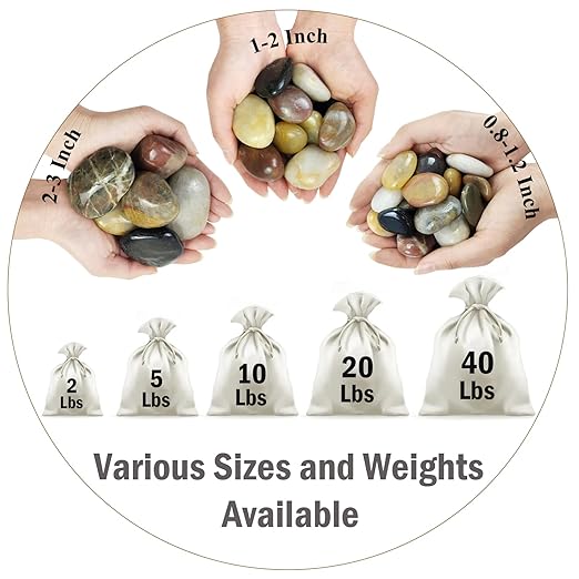 40lbs Large River Rocks for Outdoor Landscaping, 2-3 Inch Natural Decorative Pebbles for Potted Plants Aquarium Fountain Garden Rocks and Yard Paving Stones