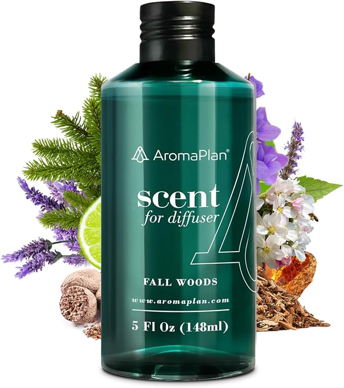 AromaPlan Hotel Scents Fall Woods 5 Fl Oz (148ml), Home Luxury Aroma & Hotel Fragrance Diffuser Oil- Hotel Diffuser Oil for Aromatherapy- USA Made, Bigger Bottle, Bolder Aroma & Longer Lasting