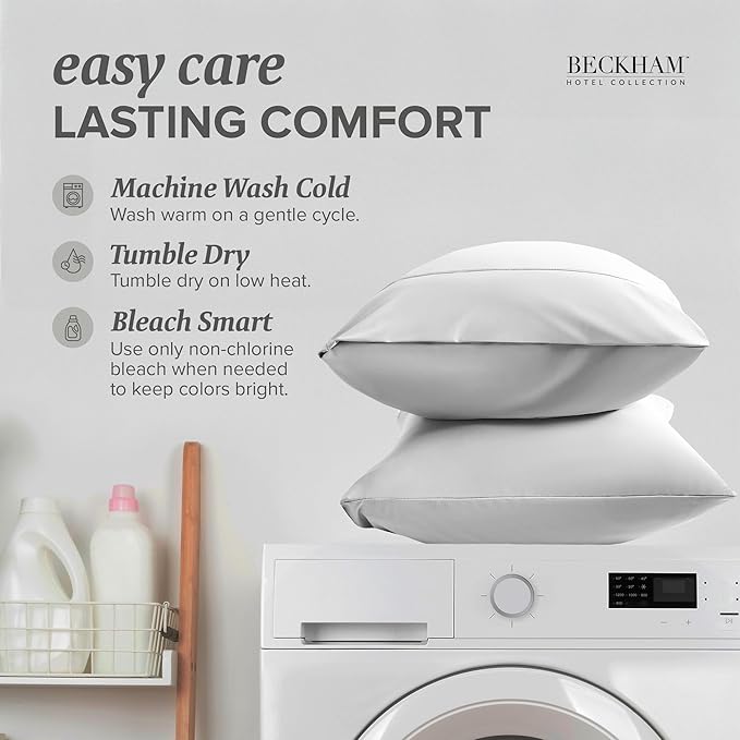 Beckham Hotel Collection Cooling Pillowcases for Hot Sleepers, Standard/Queen Size Set of 2, Cool Bedding, Envelop Closure, Silky Soft, Breathable, Moisture-Wicking, White