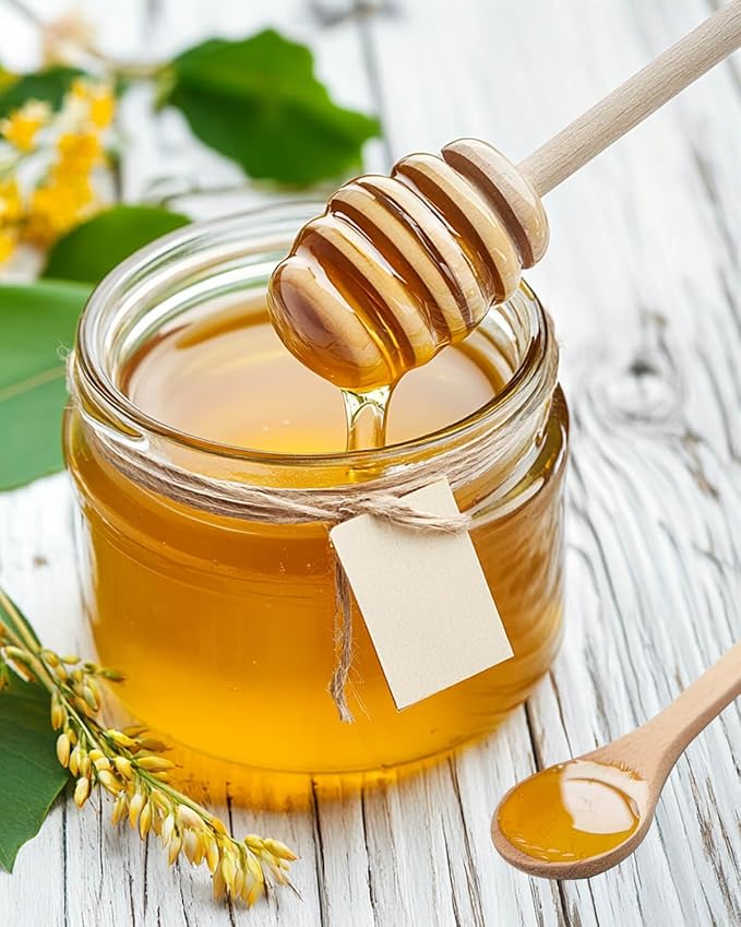 Wooden Honey Dipper Sticks and Spoon - 8Pcs Wooden Spoon for Honey Sticks Spreading & Scooping Used in Kitchens and for Picnics Party