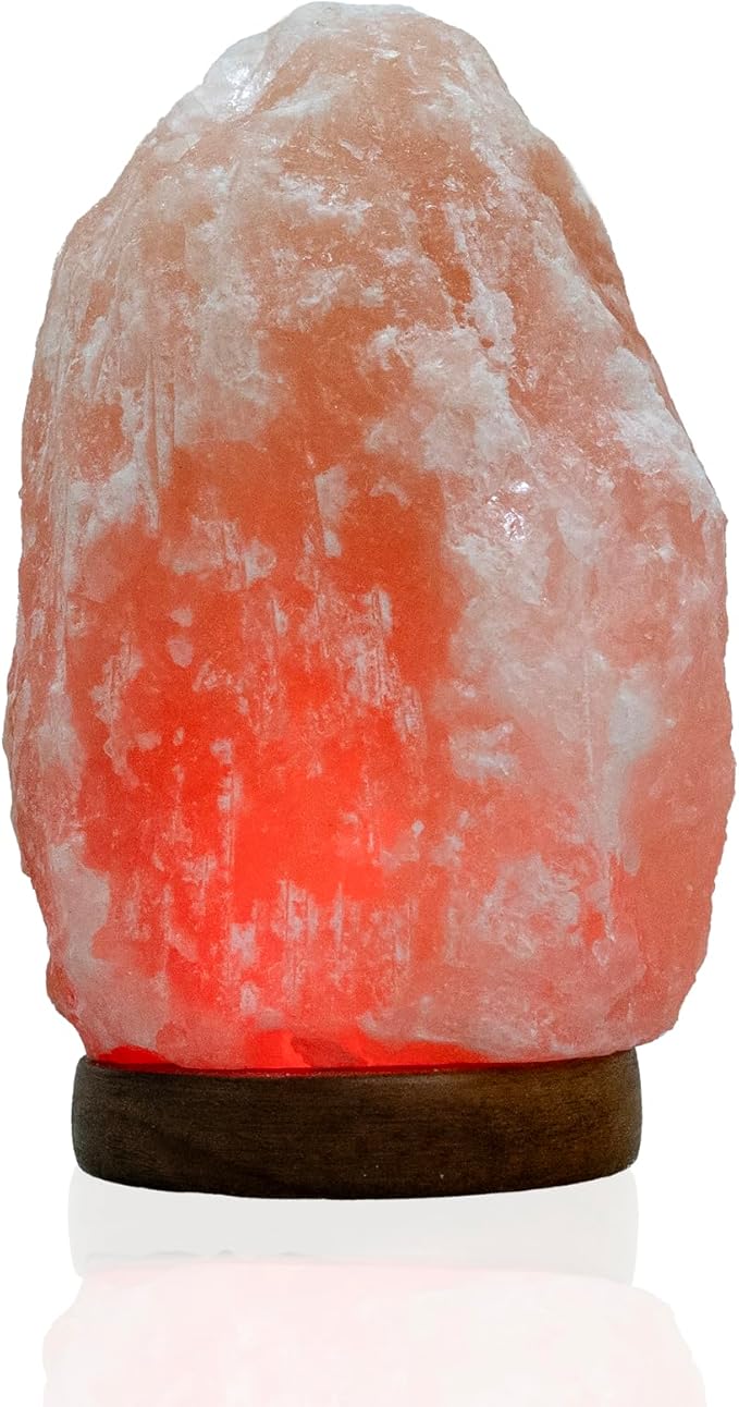 Color-Changing Himalayan Salt Lamp – 7" Tall Pink Salt Rock Lamp with USB Adaptor, Dimmer, Wooden Base – Night Light for Bedroom, Desk & Home Décor by Salacia