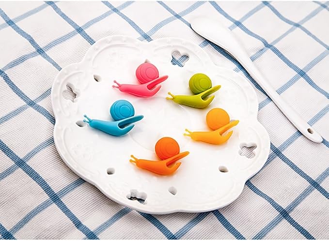 NaSh-Design 10 Pieces Cute Snail Shape Silicone Tea Bag Holder (Candy Colors)