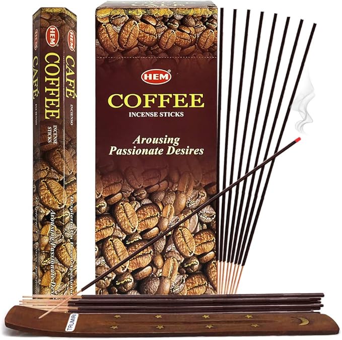 Coffee Incense Sticks and Incense Stick Holder Bundle Insence Insense Hem Incense Sticks