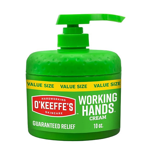 O'Keeffe's Working Hands Hand Cream in a Pumpable Jar for Extreme Dryness – 10oz Pump (1 Pack) - Repairing Skincare for Cracked, Dry Hands