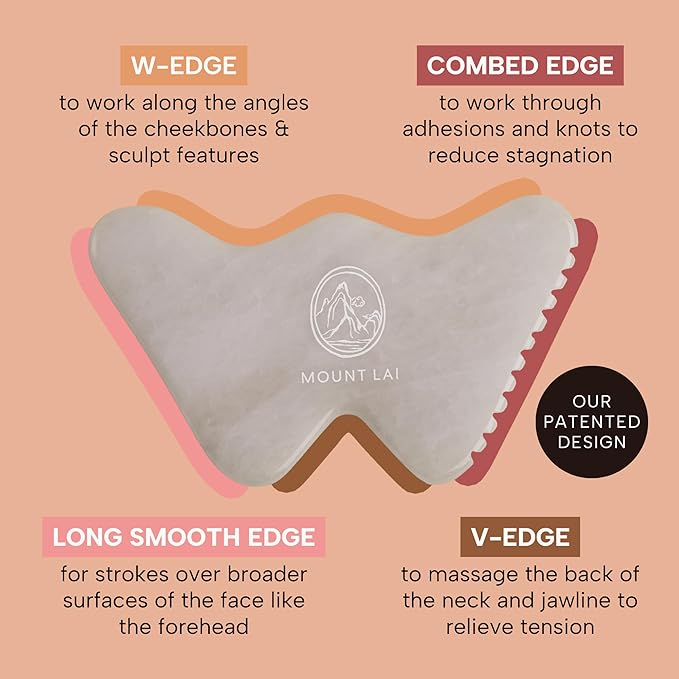 Mount Lai Vitality Qi White Jade Gua Sha Facial Tool – The Imperial Stone of Purity – Patented 5-Sided Professional Sculpting Tool for Lymphatic Drainage, Precision Contouring & Imperial Radiance