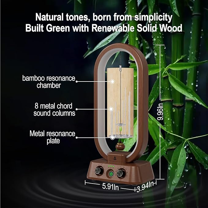 Automatic Bamboo Wind Chimes System, Sound Healing Instruments for Relaxation, Sound Bath– Indoor Electronic Wind Chime, Ideal Meditation Accessory