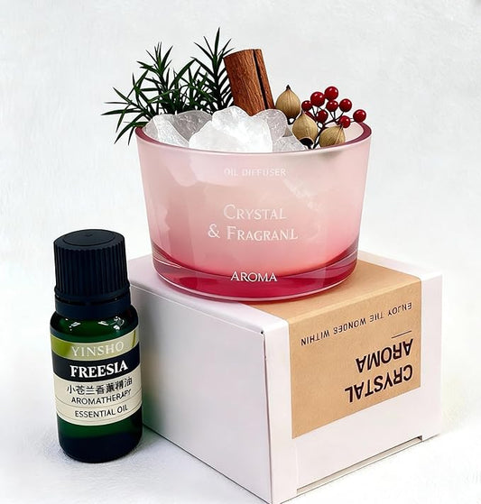 Passive Essential Oil Diffuser Stone Set, Cordless Waterless Non-Electric Aromatherapy Diffusers for Essential Oils with Creative Cup & Mini Plant for Home, Office, Meditation, Relaxation Pink