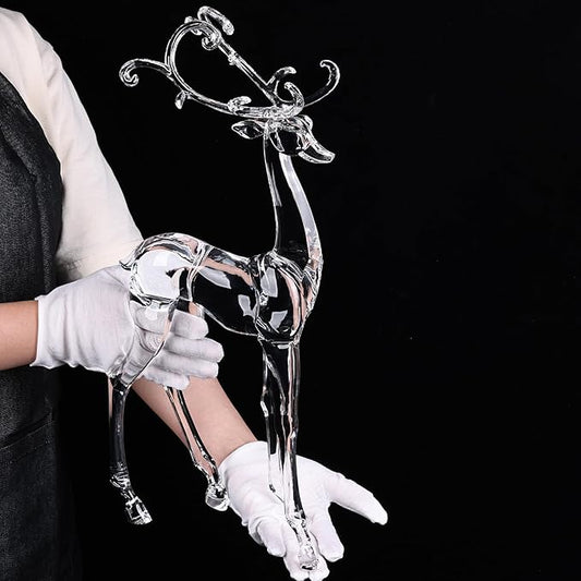 18" Tall Acrylic Christmas Reindeer Figurine - Elegant Clear Large Reindeer Ornaments for Christmas Indoor Decor, Holiday Centerpiece, Living Room, Fireplace, Table Display (Clear Standing Reindeer)