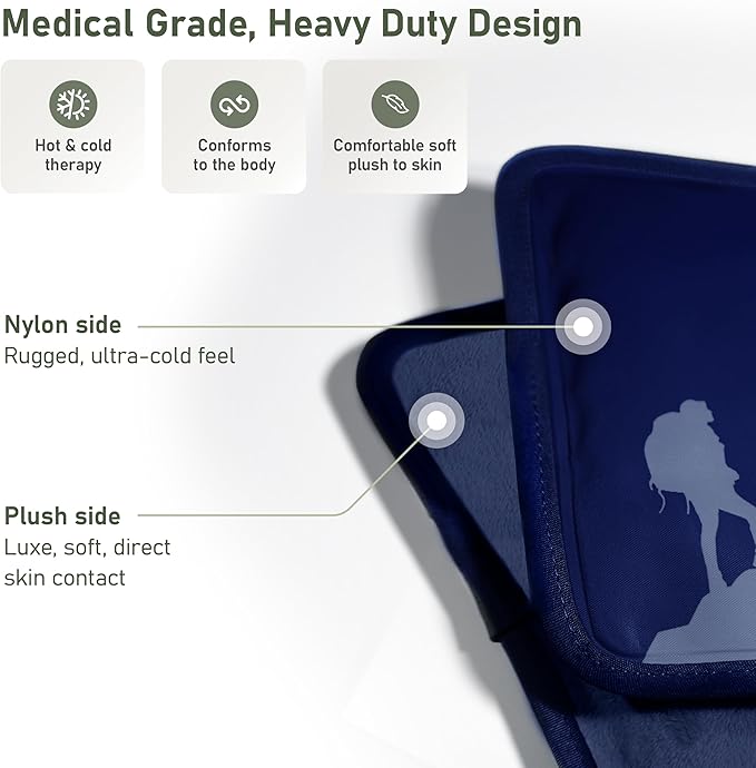 Medium Flexible Gel Ice Packs Reusable - Hot and Cold Soft Ice Packs for Injuries Reusable for Ankle, Arm, Foot, Leg, Back Pain Relief - 8" x 12" - Blue