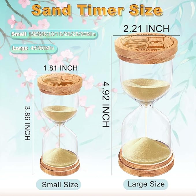 CNCJ 15 Minute Wooden Sand Timer, Hourglass Light Gold Small Sand Clock for Desk Decor Kitchen Classroom Office Study Home Decoration