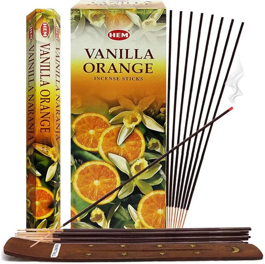Vanilla Orange Incense Sticks and Incense Stick Holder Bundle Insence Insense Hem Incense Sticks