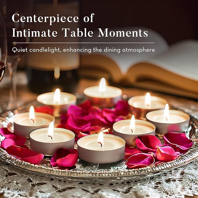 Unscented Palm Tea Lights Candles 300 Pack Bulk, 4.5 Hours Long Burning White Tea Lights,Non-Paraffin, Smokeless, Mini Tealight Candles for Wedding, Christmas Lights, Party, Power Outages