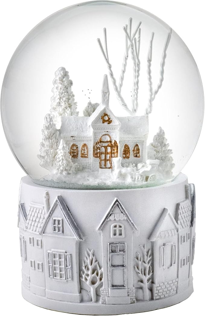 100MM White Christmas Scene Snow Globe by San Francisco Music Box Company