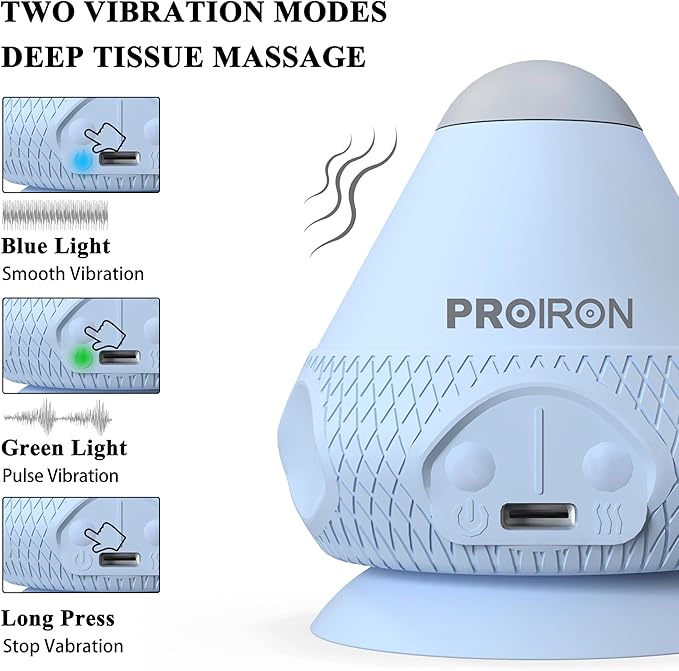 PROIRON Mountable Massage Ball with Suction Cup Pinpoint Deep Tissue Muscle Knot & Sore Relief, Vibration & Heating Trigger Point Massage Tool for Back Neck, Self-Massage Tool