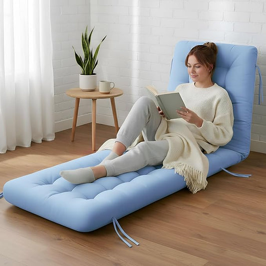 Long Floor Cushion Large Floor Cushion with Brushed Cotton 74.8 x 27.5 x 3.15 in Jumbo Lounger Pillow for Outdoor Indoor Bay Window Meditation Yoga Reading Sleeping (Light Blue)