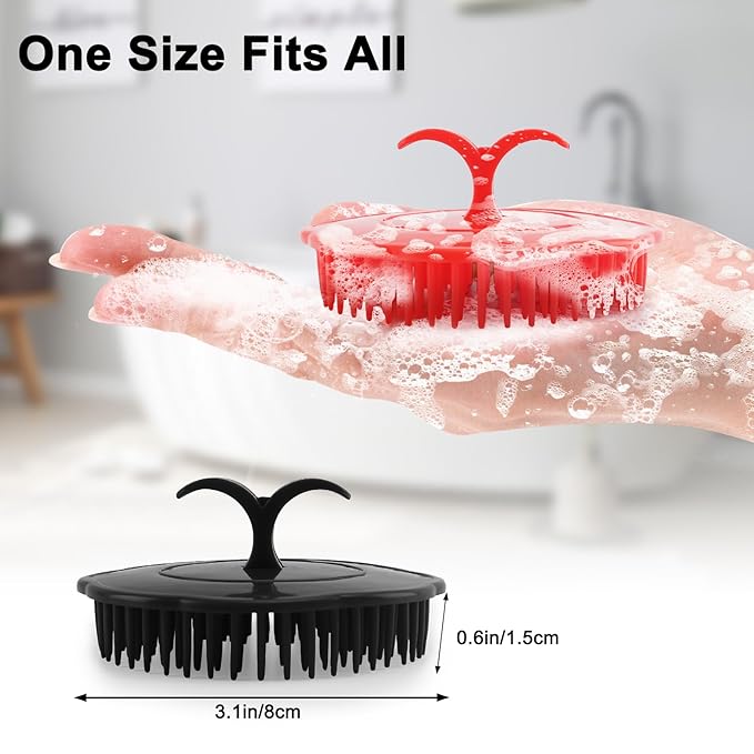 NICEMOVIC Scalp Scrubber Shampoo Brush 4 Pack, Scalp Massager for Hair Growth & Dandruff, Head Hair Scrubber for Shower & Dry Use, Massage Tool for Men Women Kids (2 Black + 2 Red)