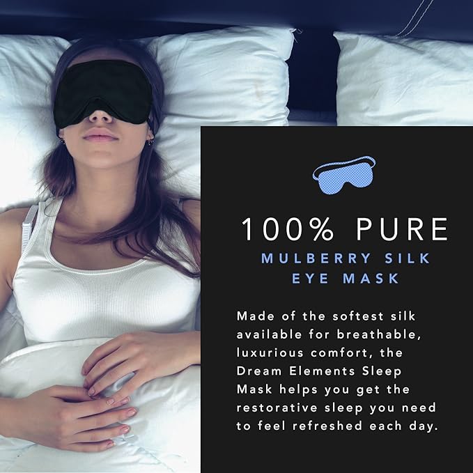 Sleep Mask - 100% Pure Mulberry Silk Eye Mask - with Foam Ear Plugs & Anti Snoring Nose Clip - for Men & Women - Great for Travel - Hypoallergenic Mask