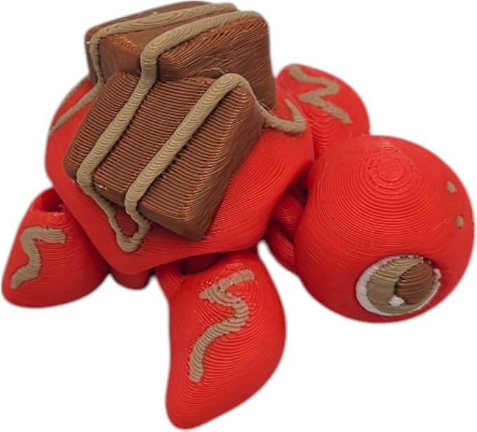 Articulating Turtle Fidget Animal Figurines – Unique 3D Printed Collectibles, Poseable Desk Animals For Adults, Stress Relief and Display Gift (DESSERT BABY BROWNIE TURTLE)
