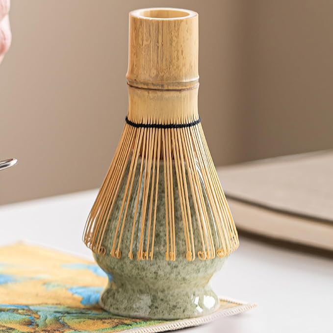 Ceramic Matcha Whisk Set, Complete Matcha Set-8PCS for Ceremonial Grade Matcha, Tea Gifts for Tea Lovers for Christmas, Birthday, Halloween (Matcha Color)
